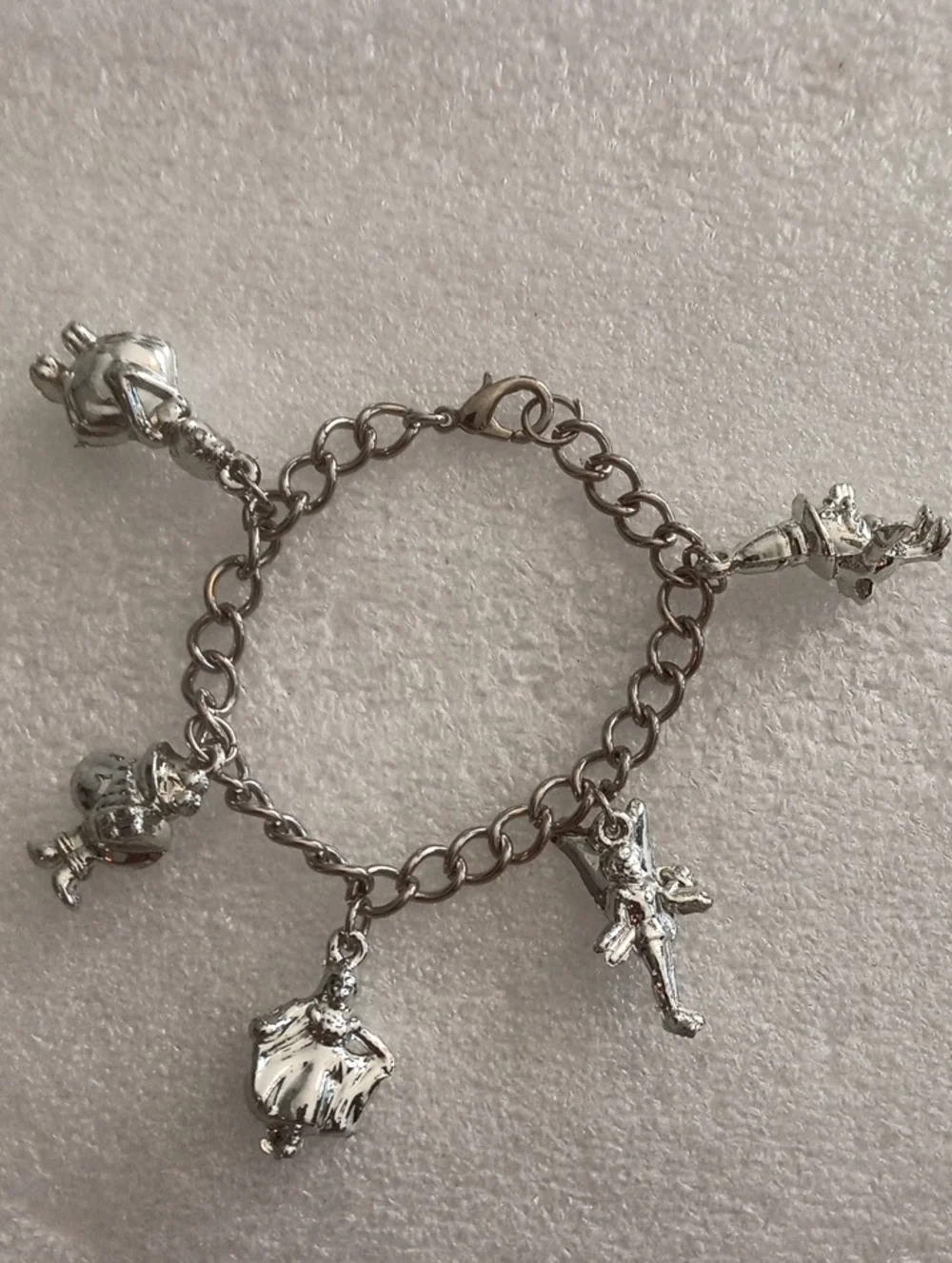 Silver Tone Characters Charm Bracelet